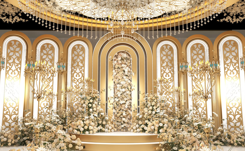 嘉善香槟色调婚礼堂效果展示